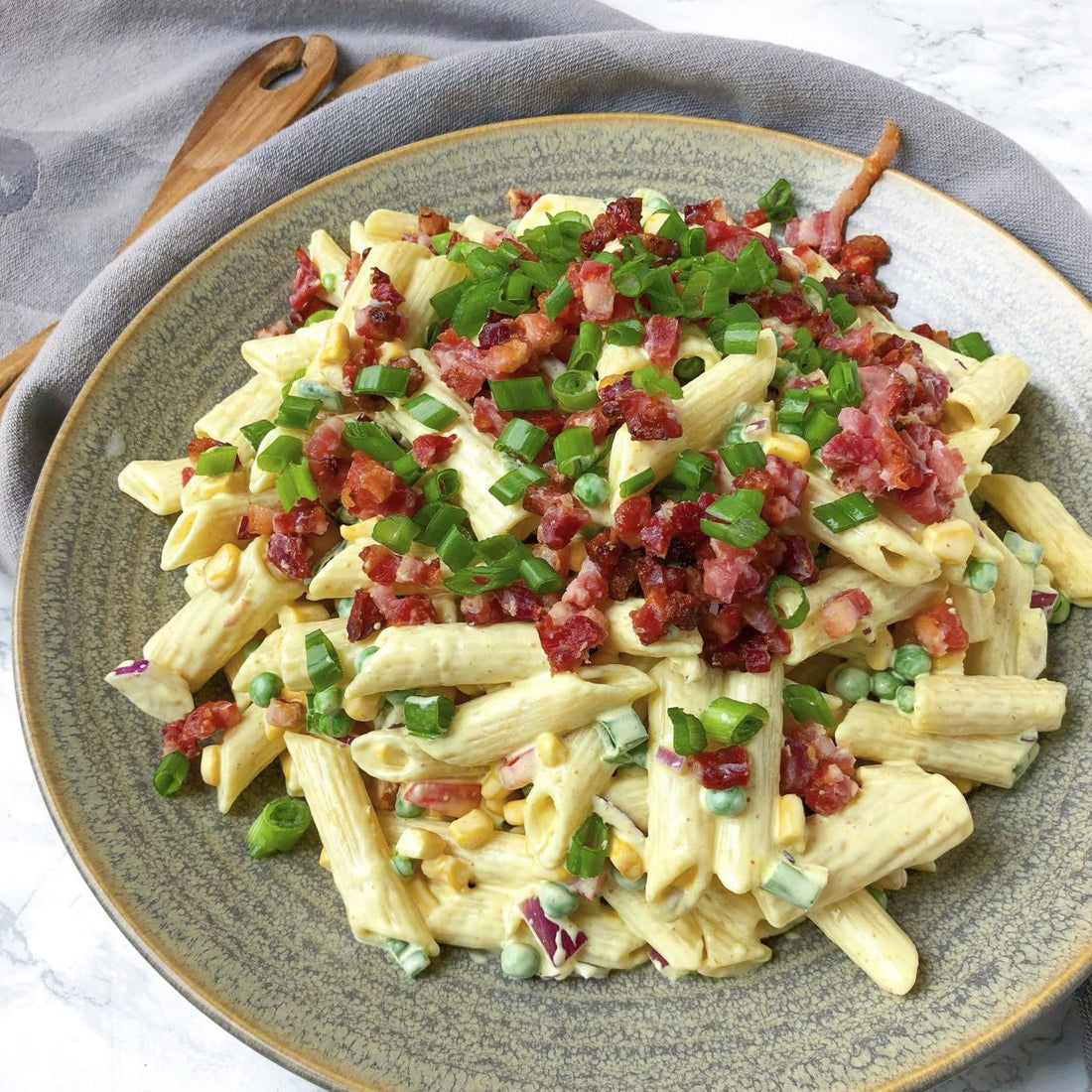 Creamy Curry & Bacon Pasta Salad Recipe