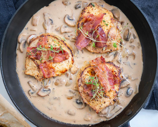 Pork Chops in Mushroom Sauce with Baked Potatoes Recipe