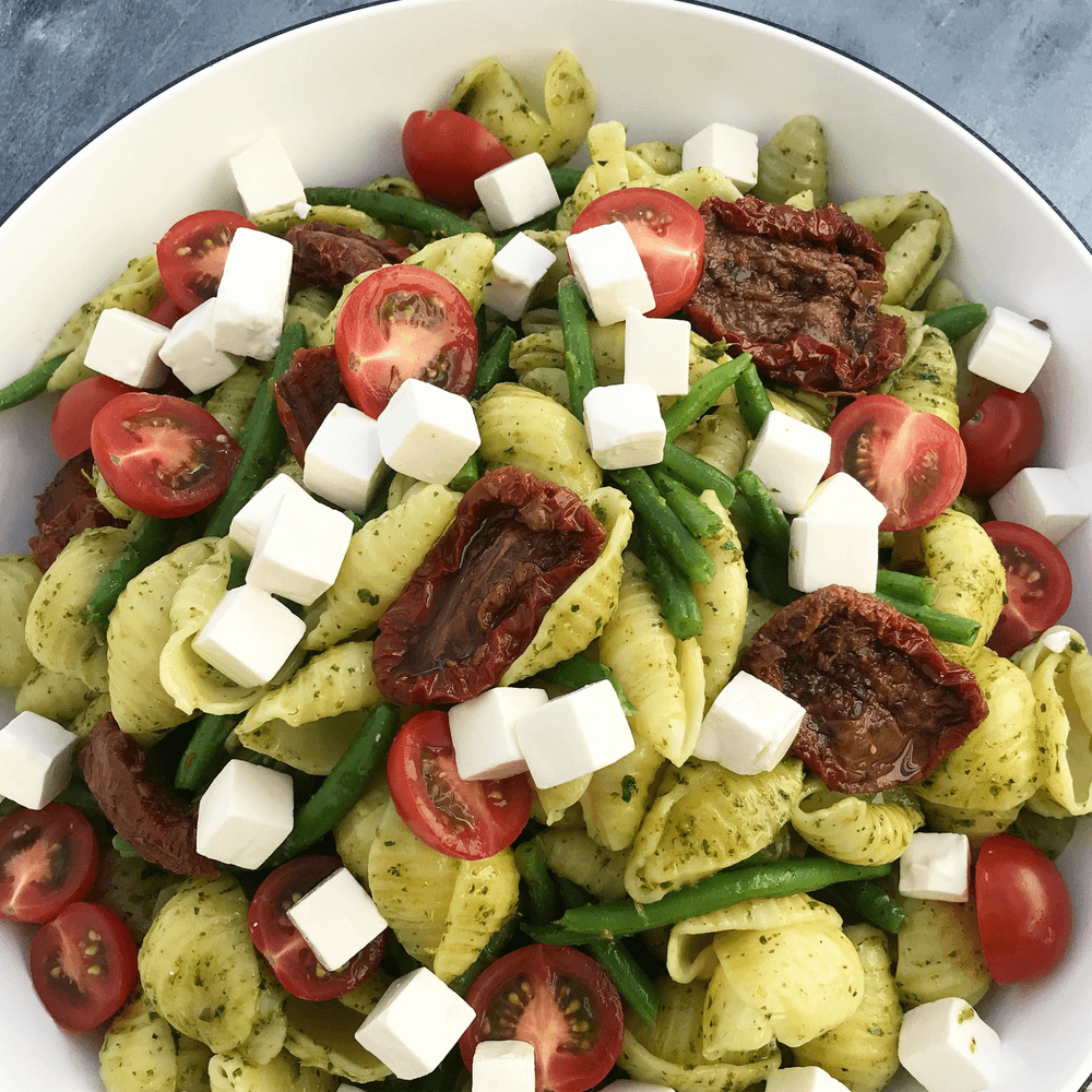 Pasta Salad with Homemade Pesto & Sun Dried Tomatoes Recipe