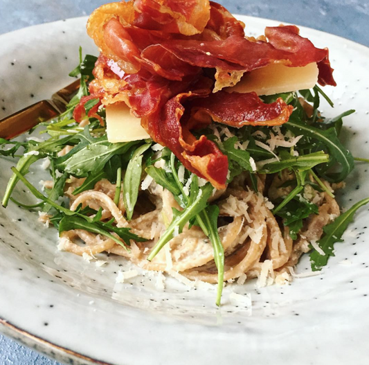Pasta with Crispy Fried Serrano Ham & Parmesan Recipe