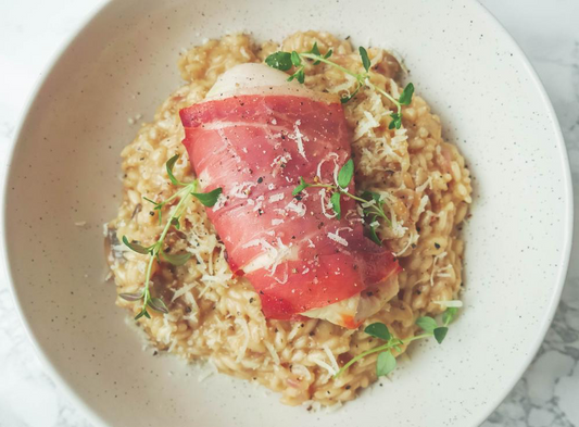 Serrano Wrapped Chicken and Risotto Recipe