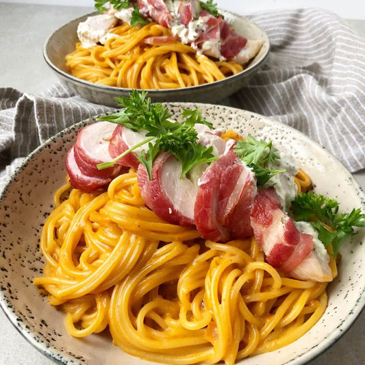 Easy pasta recipe with stuffed chicken breast