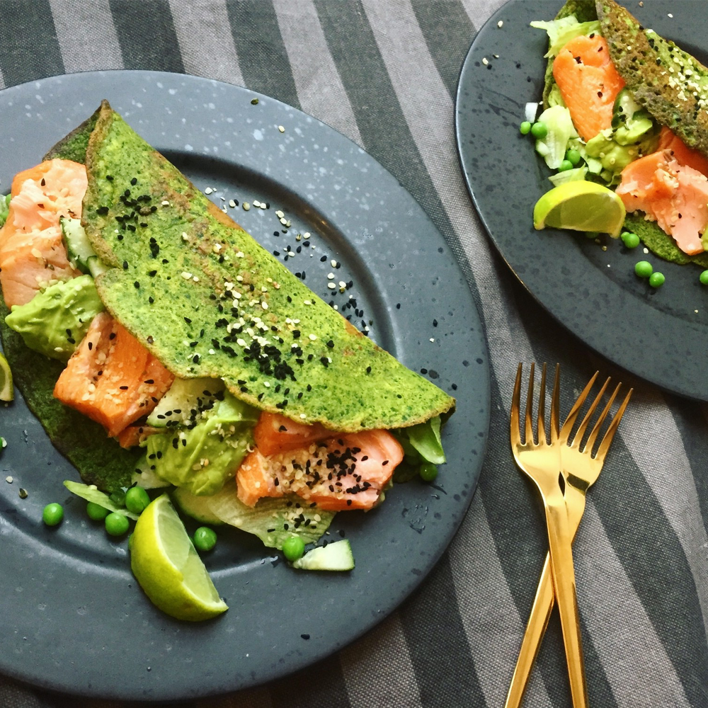 Spinach Tortillas with Salmon & Avocado Crème Recipe