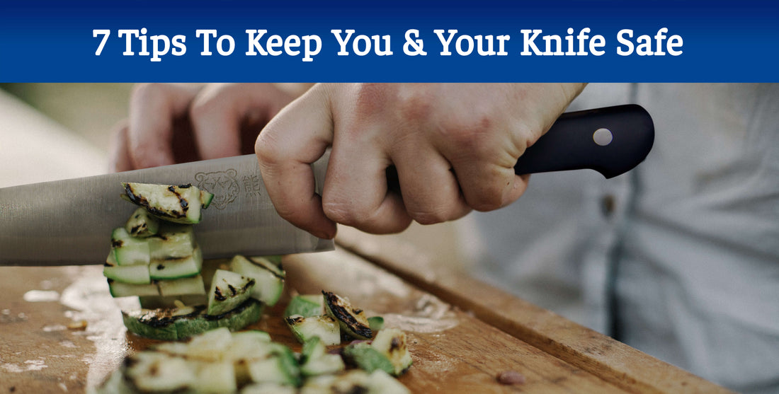 7 easy pro tips to stay safe in the kitchen and handle your chef knife like a pro. Simple to learn and remember tips that will improve your blade's longevity and overall knife duration.