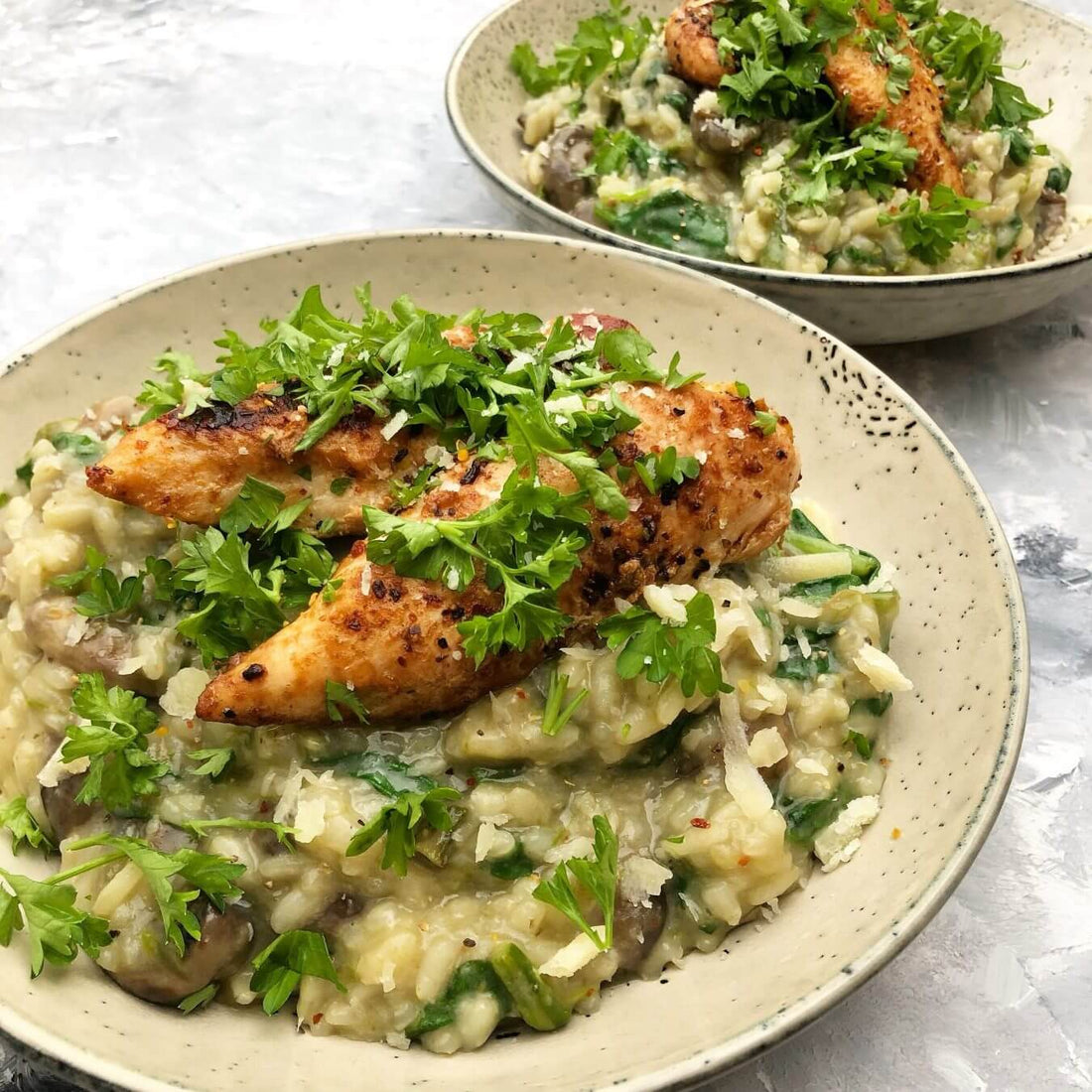Easy recipe for mushroom risotto with chicken