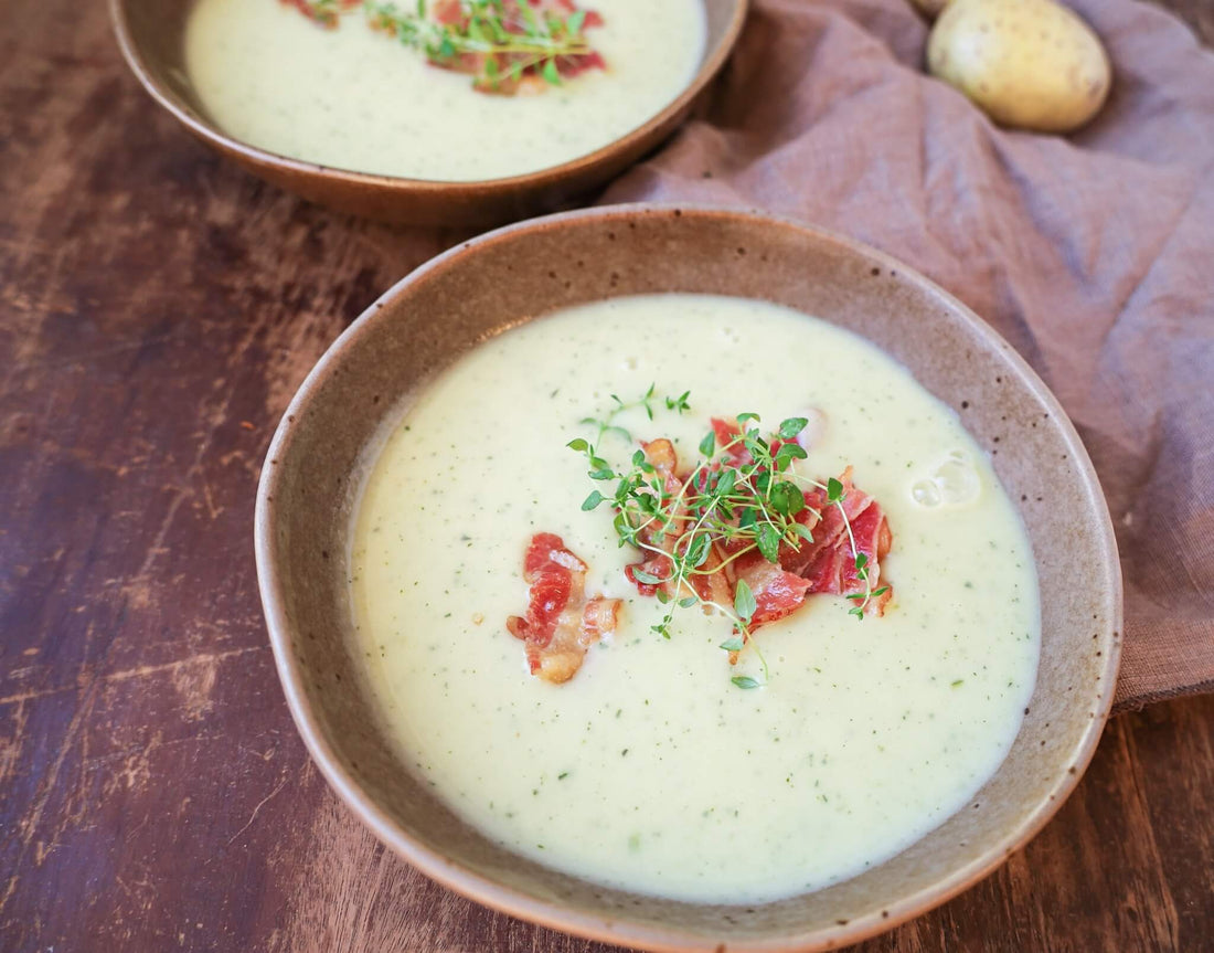 Hearty Potato Soup Recipe with Zucchini, Onion, and Garlic