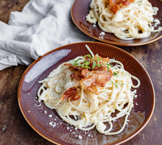 Creamy Spaghetti with Crispy Serrano Ham Recipe