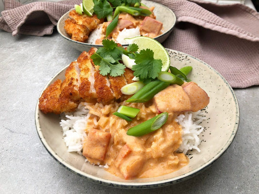 Crispy Panko Chicken with Coconut Curry Sauce Recipe
