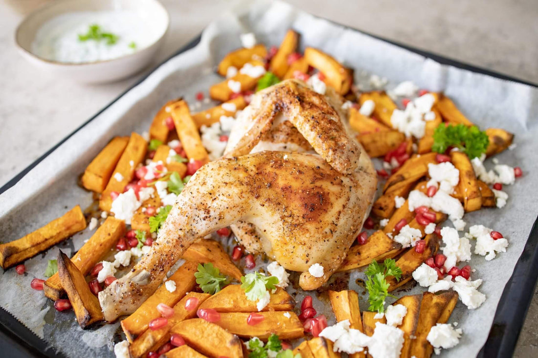 Half-cut Chicken with Sweet Potato & Garlic Dressing Recipe