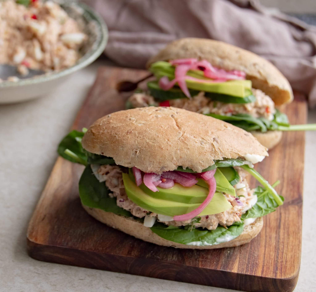 Healthy Tuna Sandwich with Avocado and Pickled Red Onions Recipe