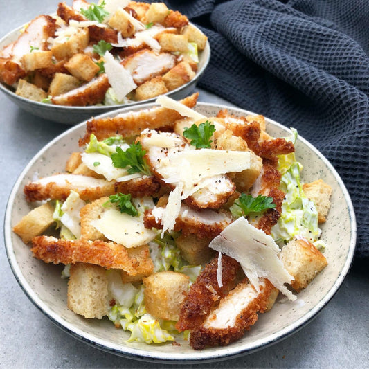 Enhanced Caesar Salad with Crispy Panko Chicken Recipe