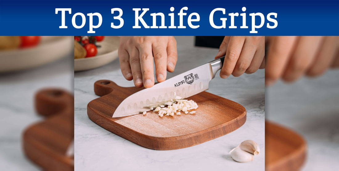 Three easy to remember and kitchen knife tips used and recommended by professionals. Use these tips and grips to stay safe. Most safe way to hold and use a chef's knife