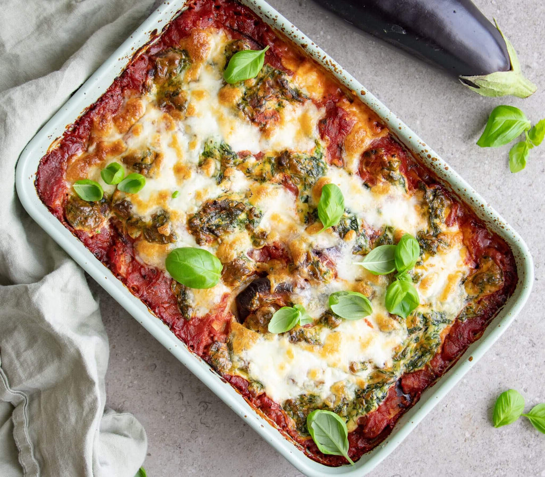 Healthy Eggplant Lasagna with Homemade Mascarpone-Spinach Creme