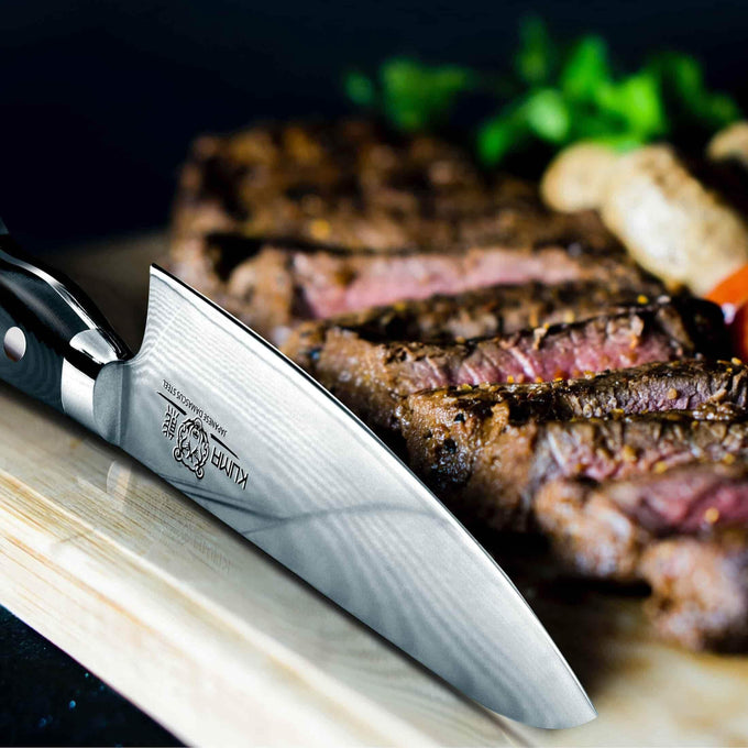 KUMA Japanese Damascus Steel Chef's Knife - 8” Premium Hardened AUS10