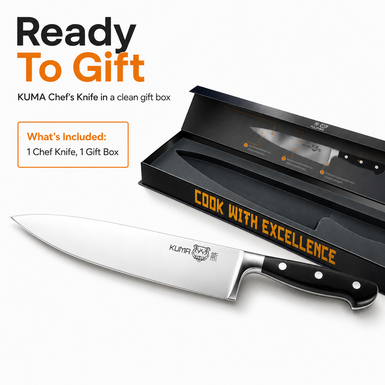 KUMA Chef Knife with gift box, ready to gift