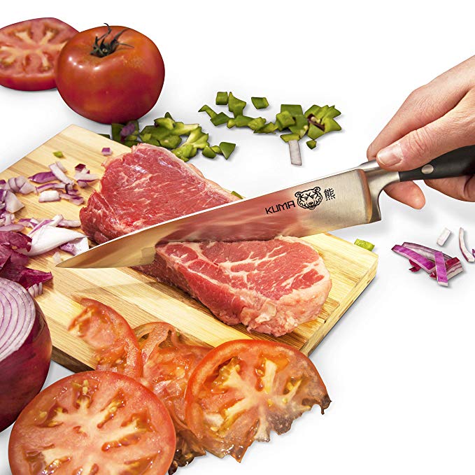 Kuma Kitchen Knife Sharpener - User Friendly - 8 inch Steel Honing Rod for Sharpening Your Chef