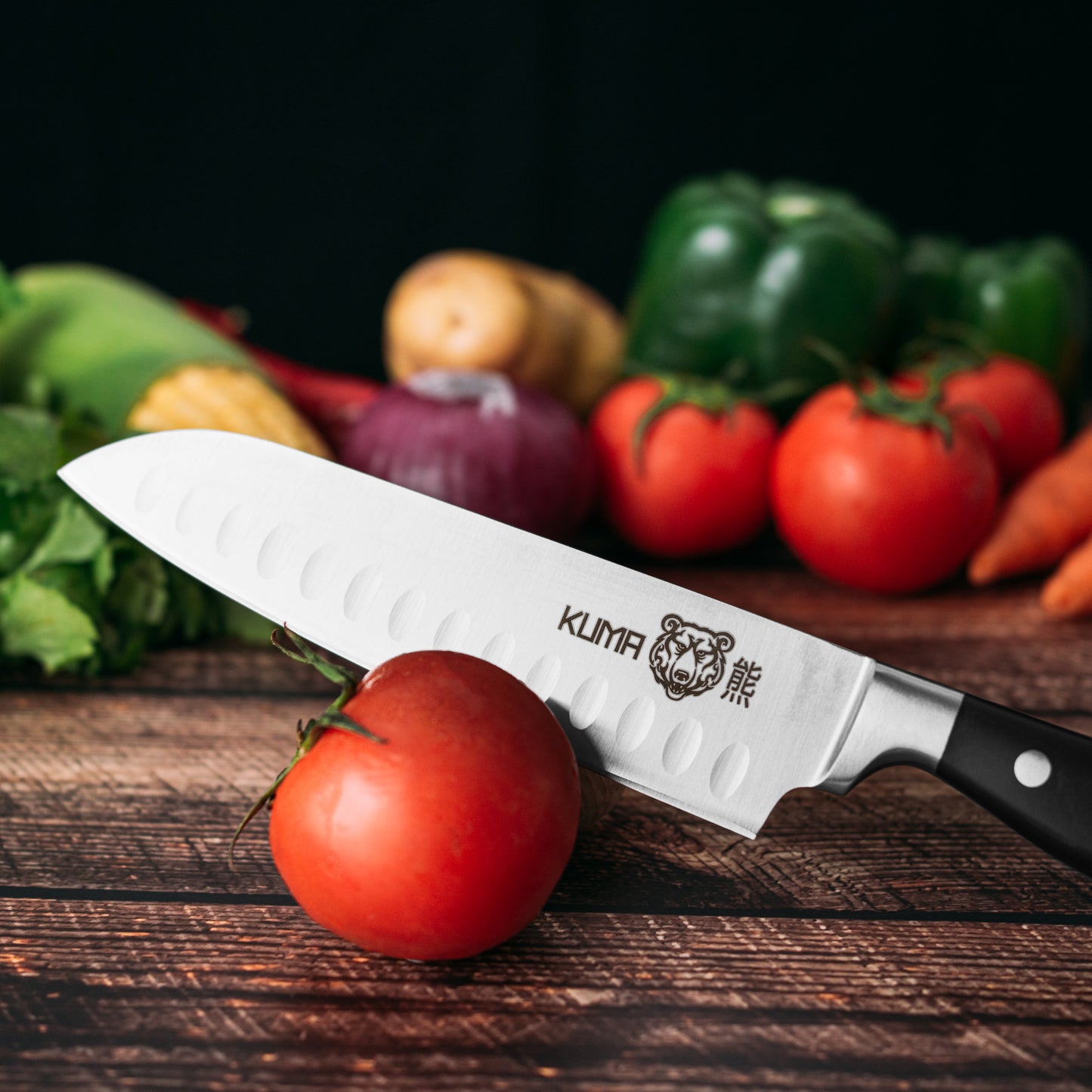 KUMA Santoku Kitchen Knife - Classic Series - 7" Japanese Style Chef's Knife for Fish, Meat, and Vegetables