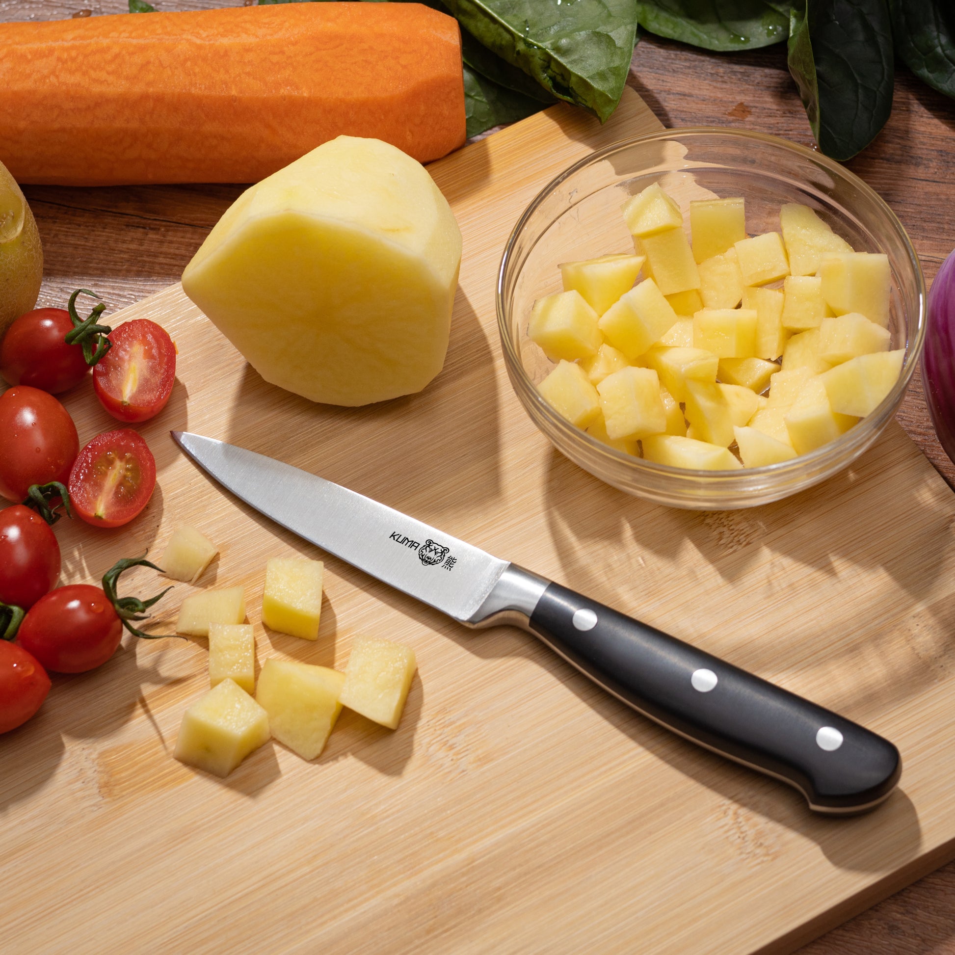  CuCut Kitchen Knife, 3 Pcs Knife Set with Multifunctional Kitchen  Scissors, Santoku Knife, Paring Knife, Black Knife Set for Chef Paring  Cutting Slicing Dishwasher Safe (Anti-Slip Handle): Home & Kitchen