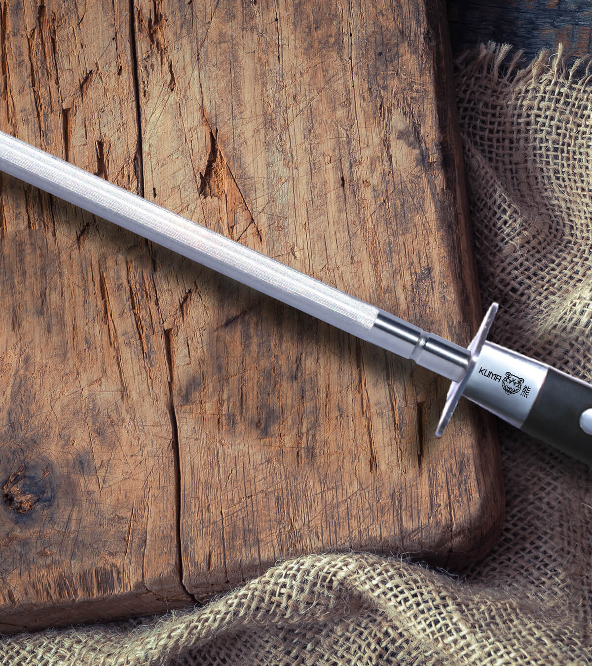 UberSchnitt Carbon Steel 10 Inch Knife Honing Rod + Knife Guard